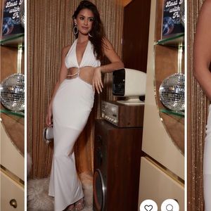 12th tribe Paulina white halter maxi dress